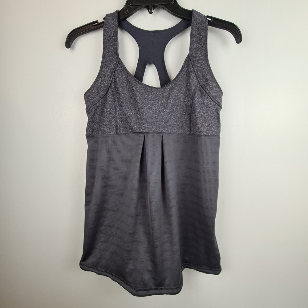 Old Navy Active Womens Gray Loose Fit Racerback Tank Top w Bra S Drawstring Hem
